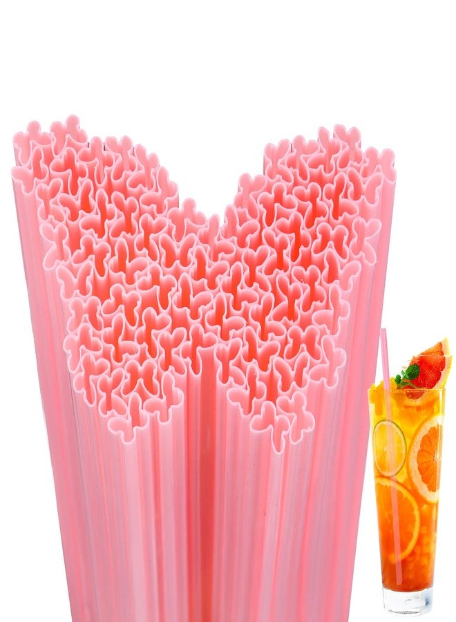 Potchen 100 Pcs Butterfly Shape Plastic Straws 9 Inch Disposable Drinking Cute Straws for Butterfly Spring Party Bachelorette Birthday Wedding Baby Shower Party Favor Supplies (Pink) - Image 1